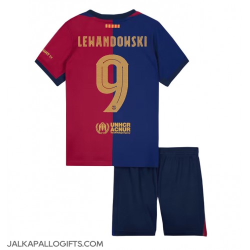 Barcelona Robert Lewandowski #9 Koti Peliasu Lasten 2024-25 Lyhythihainen (+ Lyhyet housut)